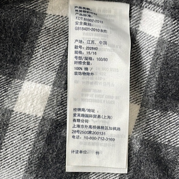 Abercrombie & Fitch Flannel Black/White Plaid Button-down Oxford- 15/16 - Picture 6 of 7